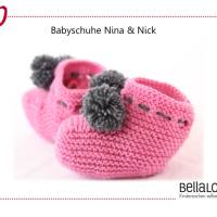 Strickanleitung für die Babyschuhe "Nick& Nina" mit Bommeln in 2 Größen (3-6 und 6-12 Monate) Bild 1