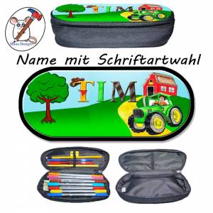 Stiftebox, Brillenetui, Etui Motiv Traktor mit Name / Personalisierbar / Bulldog / Bauernhof Bild 2