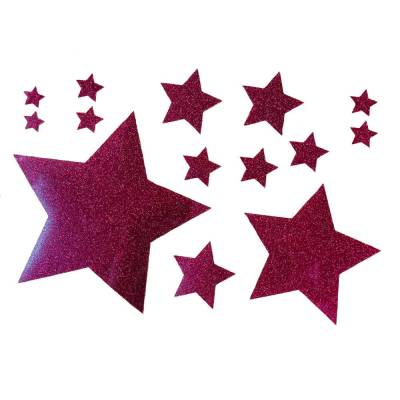 Mega Glitzer Sterne in verschiedenen Größen Bügelbild Sterne in Wunschfarben