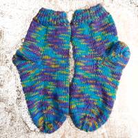 handgestrickte Socken, Größe 28/29, 4fach Sockenwolle, blau bunt Bild 2