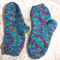 handgestrickte Socken, Größe 28/29, 4fach Sockenwolle, blau bunt Bild 5