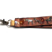 langes Schlüsselband "Pferde" aus Baumwollstoff in braun mit Ripsband Pferde Bild 3