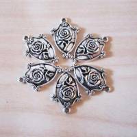 6x Charms Anhänger Königliche Rose Muster Antik Silber Bild 1