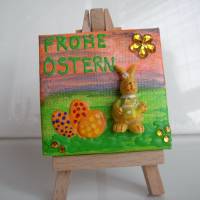 Minibild Collage FROHE OSTERN Geschenk zu Ostern Osterdeko Deko Hase  auf einem Minikeilrahmen Osterhase Bild 2