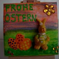 Minibild Collage FROHE OSTERN Geschenk zu Ostern Osterdeko Deko Hase  auf einem Minikeilrahmen Osterhase Bild 3