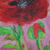 Acrylbild MOHNBLUME Acrylmalerei Gemälde auf einem kleinen Keilrahmen Mohnblume Blütenbild Blumenbild Bild 3