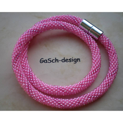 Häkelkette, gehäkelte Perlenkette * Pink - Parade