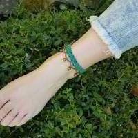 Fußkettchen Seegrün mit Glöckchen Glasperlen Antikbronze Fußschmuck Bild 1