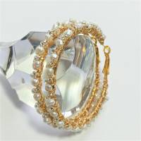 Perlenohrringe Creolen 55 Millimeter groß handgemacht weiße Perlen barock Brautschmuck boho Bild 1