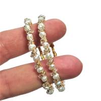Perlenohrringe Creolen 55 Millimeter groß handgemacht weiße Perlen barock Brautschmuck boho Bild 2