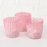 Windlichtglas pink 2er Set Stückpreis 3,95 Euro Teelichtglas Bild 3