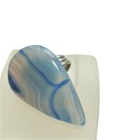Ring Achat blau pastell mit 40 x 23 mm großem Stein Tropfen statementring eisblau verstellbar Bild 1