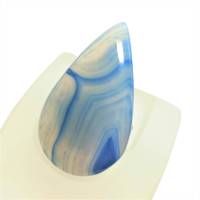 Ring Achat blau pastell mit 40 x 23 mm großem Stein Tropfen statementring eisblau verstellbar Bild 3