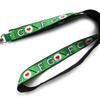 langes Schlüsselband "Golf Herz" aus Baumwollstoff schwarz mit Ripsband grün weiß rot schwarz Golf Sport Bild 2