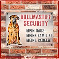 Hundeschild BULLMASTIFF SECURITY, wetterbeständiges Warnschild Bild 2