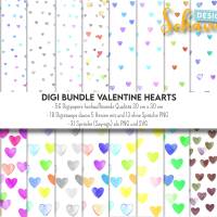 Digi Bundle Valentine Hearts Digipaper und Digistamps Liebe Hochzeit Valentinstag Glückwünsche SVG PNG JPG Papier DIY Bild 2