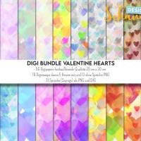Digi Bundle Valentine Hearts Digipaper und Digistamps Liebe Hochzeit Valentinstag Glückwünsche SVG PNG JPG Papier DIY Bild 3