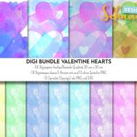 Digi Bundle Valentine Hearts Digipaper und Digistamps Liebe Hochzeit Valentinstag Glückwünsche SVG PNG JPG Papier DIY Bild 4
