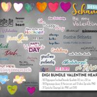 Digi Bundle Valentine Hearts Digipaper und Digistamps Liebe Hochzeit Valentinstag Glückwünsche SVG PNG JPG Papier DIY Bild 5