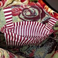 Einkaufstasche, Stoffbeutel,  mit Lederhenkel, rote Rosen Bild 4