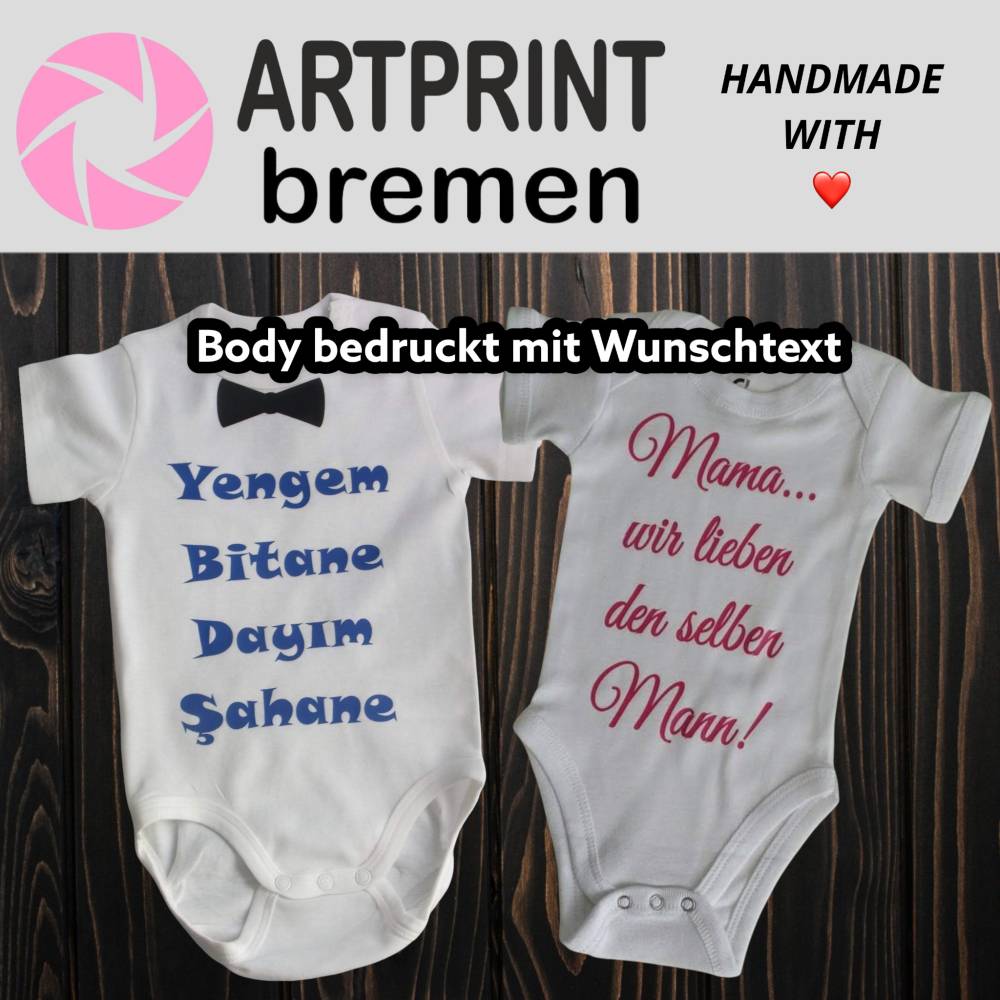 Baby-Body bedruckt mit Name / Text (kurzarm) Bild 1