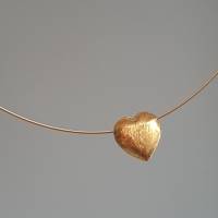Halskette mit Herz Anhänger, Herzkette aus Silber vergoldet Bild 1