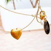 Halskette mit Herz Anhänger, Herzkette aus Silber vergoldet Bild 10