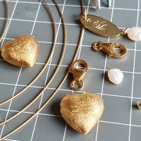 Halskette mit Herz Anhänger, Herzkette aus Silber vergoldet Bild 3