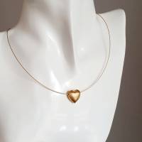 Halskette mit Herz Anhänger, Herzkette aus Silber vergoldet Bild 4