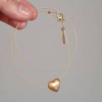 Halskette mit Herz Anhänger, Herzkette aus Silber vergoldet Bild 7