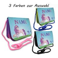 Kinder Brustbeutel mit Name / Pony / Klettverschluss Schnur Klarsichtfach / Personalisierbar / Geldbörse zum Umhängen Bild 2