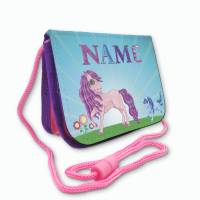 Kinder Brustbeutel mit Name / Pony / Klettverschluss Schnur Klarsichtfach / Personalisierbar / Geldbörse zum Umhängen Bild 8