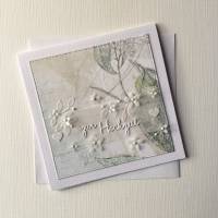 Hochzeitskarte, Karte Hochzeit, quadratisch petrol weiß  13,5x13,5cm Herzen, Einlegeblatt Transparentpapier Bild 2