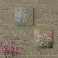 Cherry Blossoms / White Flowers - Acrylbilder auf MALKARTON je 25cmx25cm - wahlweise einzeln oder als Set Bild 1