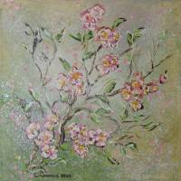 Cherry Blossoms / White Flowers - Acrylbilder auf MALKARTON je 25cmx25cm - wahlweise einzeln oder als Set Bild 2