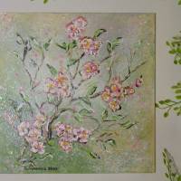 Cherry Blossoms / White Flowers - Acrylbilder auf MALKARTON je 25cmx25cm - wahlweise einzeln oder als Set Bild 3