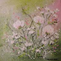 Cherry Blossoms / White Flowers - Acrylbilder auf MALKARTON je 25cmx25cm - wahlweise einzeln oder als Set Bild 5