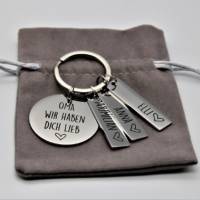 Beste Oma Geschenk - Oma wir haben dich lieb - Edelstahl Schlüsselanhänger personalisiert mit Namensanhängern Bild 5