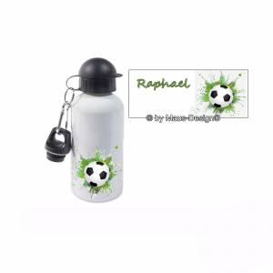 Aluminium Trinkflasche Motiv Fußball mit Name / Personalisierbar / 500ml Bild 1