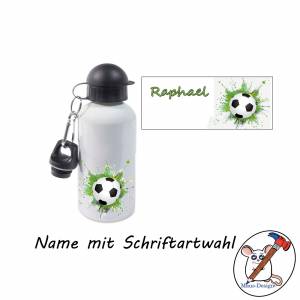 Aluminium Trinkflasche Motiv Fußball mit Name / Personalisierbar / 500ml Bild 2