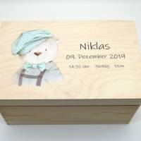 Erinnerungskiste Baby mit Namen "Mini Bär" Geburtsdatum Erinnerungsbox für Kinder Bild 5