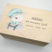 Erinnerungskiste Baby mit Namen "Mini Bär" Geburtsdatum Erinnerungsbox für Kinder Bild 6