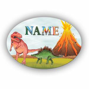 Türschild Motiv Dino mit Name / Personalisierbar / Dinosaurier / T-Rex / Jungen Bild 1