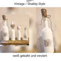 ,gekalkte Flaschen, weiß,Vintage-Shabby-Komplett-Set Bild 3