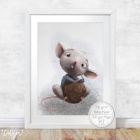 Kinderzimmer Poster [A3] Freche Maus Babyzimmer Bilder Tiere Dekoration  | Fluffy Hugs Bild 1
