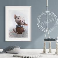 Kinderzimmer Poster [A3] Freche Maus Babyzimmer Bilder Tiere Dekoration  | Fluffy Hugs Bild 3