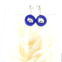 blauer ausdrucksstarker Lapis Lazuli Ohrhänger O-Ring mit Silber Bild 6