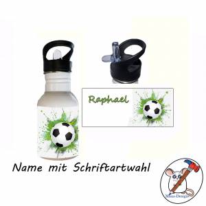 Edelstahl Trinkflasche Junge / Motiv Fußball mit Name / Personalisierbar / 400ml / 500ml / 600ml Bild 2