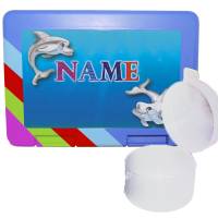 Lunchbox / Brotdose / Brotzeitbox mit separater Obstdose Motiv Delfin mit Name / Personalisierbar Bild 1