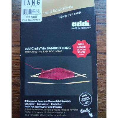 LangYarns/Addi CraSYTrio Bamboo Long, Strumpfstricknadeln/Nadelspiel aus Bambus, Stärke 4mm, Länge 30cm